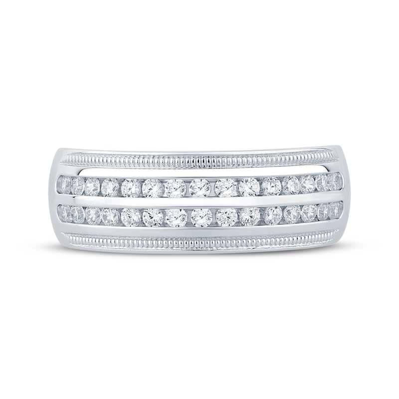 Main Image 3 of Now + Forever Men’s Round-Cut Diamond Wedding Band 1/2 ct tw 10K White Gold