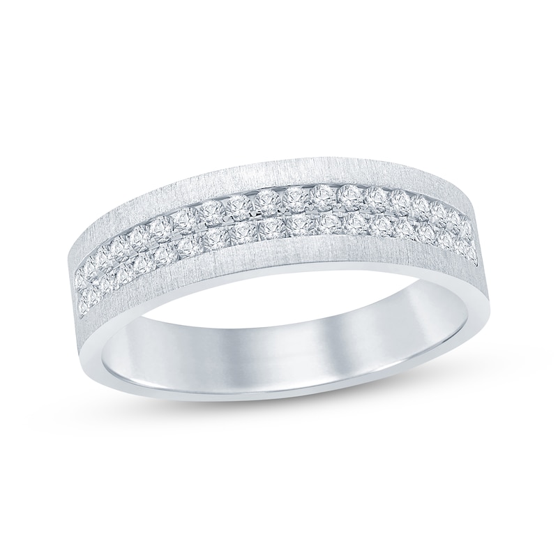 Men’s Round-Cut Diamond Wedding Band 1/2 ct tw 10K White Gold