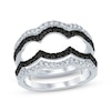 Thumbnail Image 1 of Round-Cut Black & White Diamond Scalloped Enhancer Ring 3/4 ct tw 14K White Gold