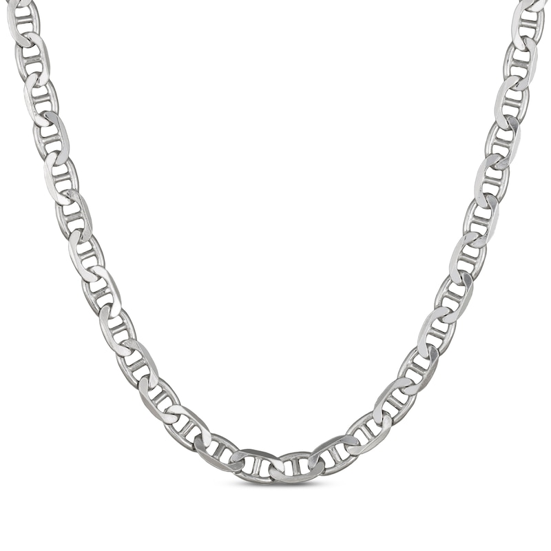 Solid Diamond-Cut Mariner Chain Necklace 7.8mm Sterling Silver 22