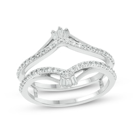 Now + Forever Baguette & Round-Cut Diamond Enhancer Ring 1/2 ct tw 14K White Gold