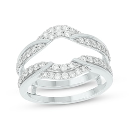 Round-Cut Diamond Double-Row Enhancer Ring 3/4 ct tw 14K White Gold