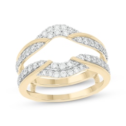 Round-Cut Diamond Double-Row Enhancer Ring 3/4 ct tw 14K Yellow Gold