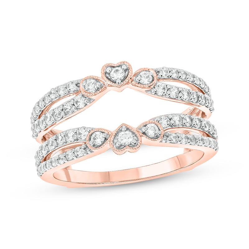 Main Image 1 of Vintage-Style Round-Cut Diamond Double-Row Enhancer Ring 3/4 ct tw 14K Rose Gold