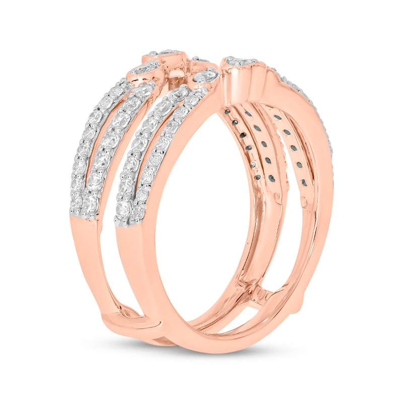 Main Image 2 of Vintage-Style Round-Cut Diamond Double-Row Enhancer Ring 3/4 ct tw 14K Rose Gold