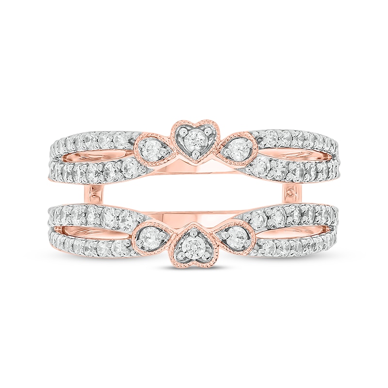 Main Image 4 of Vintage-Style Round-Cut Diamond Double-Row Enhancer Ring 3/4 ct tw 14K Rose Gold