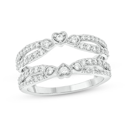 Now + Forever Vintage-Style Round-Cut Diamond Double-Row Enhancer Ring 3/4 ct tw 14K White Gold