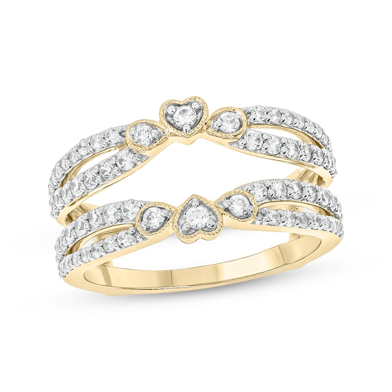 Main Image 1 of Vintage-Style Round-Cut Diamond Double-Row Enhancer Ring 3/4 ct tw 14K Yellow Gold