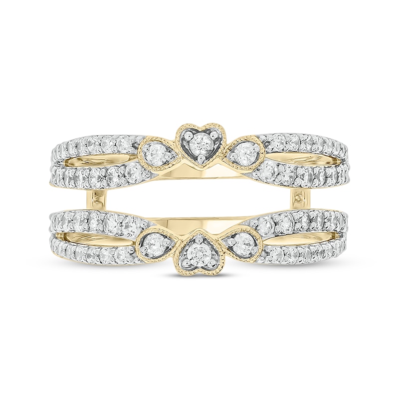 Main Image 4 of Vintage-Style Round-Cut Diamond Double-Row Enhancer Ring 3/4 ct tw 14K Yellow Gold