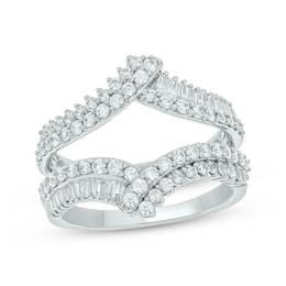 Baguette & Round-Cut Diamond Enhancer Ring 1 ct tw 14K White Gold