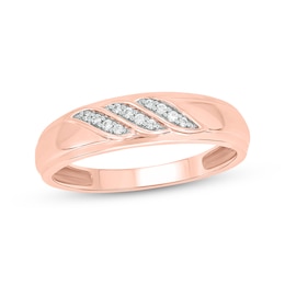 Men’s Round-Cut Diamond Wedding Band 1/10 ct tw 10K Rose Gold