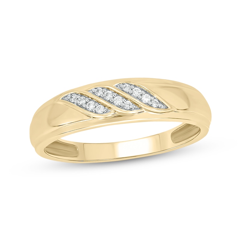 Main Image 1 of Men’s Round-Cut Diamond Wedding Band 1/10 ct tw 10K Yellow Gold