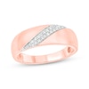 Thumbnail Image 1 of Men’s Round-Cut Diamond Diagonal Two-Row Wedding Band 1/6 ct tw 10K Rose Gold