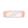 Thumbnail Image 4 of Men’s Round-Cut Diamond Diagonal Two-Row Wedding Band 1/6 ct tw 10K Rose Gold