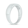 Thumbnail Image 2 of Men’s Round-Cut Diamond Diagonal Two-Row Wedding Band 1/6 ct tw 10K White Gold