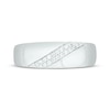 Thumbnail Image 4 of Men’s Round-Cut Diamond Diagonal Two-Row Wedding Band 1/6 ct tw 10K White Gold