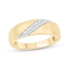 Thumbnail Image 1 of Men’s Round-Cut Diamond Diagonal Two-Row Wedding Band 1/6 ct tw 10K Yellow Gold