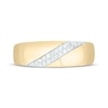 Thumbnail Image 4 of Men’s Round-Cut Diamond Diagonal Two-Row Wedding Band 1/6 ct tw 10K Yellow Gold