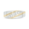 Thumbnail Image 4 of Men’s Round-Cut Diamond Diagonal-Set Wedding Band 1/6 ct tw 10K Two-Tone Gold