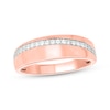 Thumbnail Image 0 of Men’s Round-Cut Diamond Arched Row Wedding Band 1/4 ct tw 10K Rose Gold