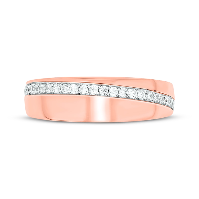 Men’s Round-Cut Diamond Arched Row Wedding Band 1/4 ct tw 10K Rose Gold