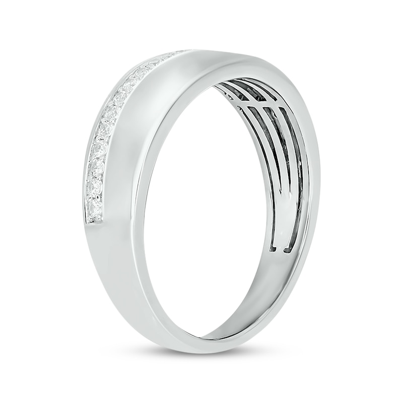 Men’s Round-Cut Diamond Arched Row Wedding Band 1/4 ct tw 10K White Gold