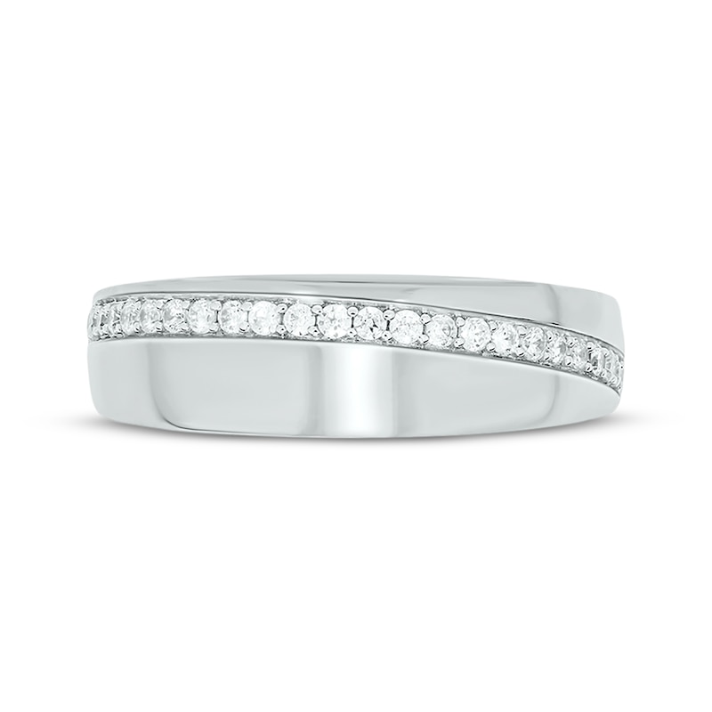 Men’s Round-Cut Diamond Arched Row Wedding Band 1/4 ct tw 10K White Gold