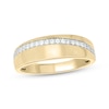 Thumbnail Image 1 of Men’s Round-Cut Diamond Arched Row Wedding Band 1/4 ct tw 10K Yellow Gold