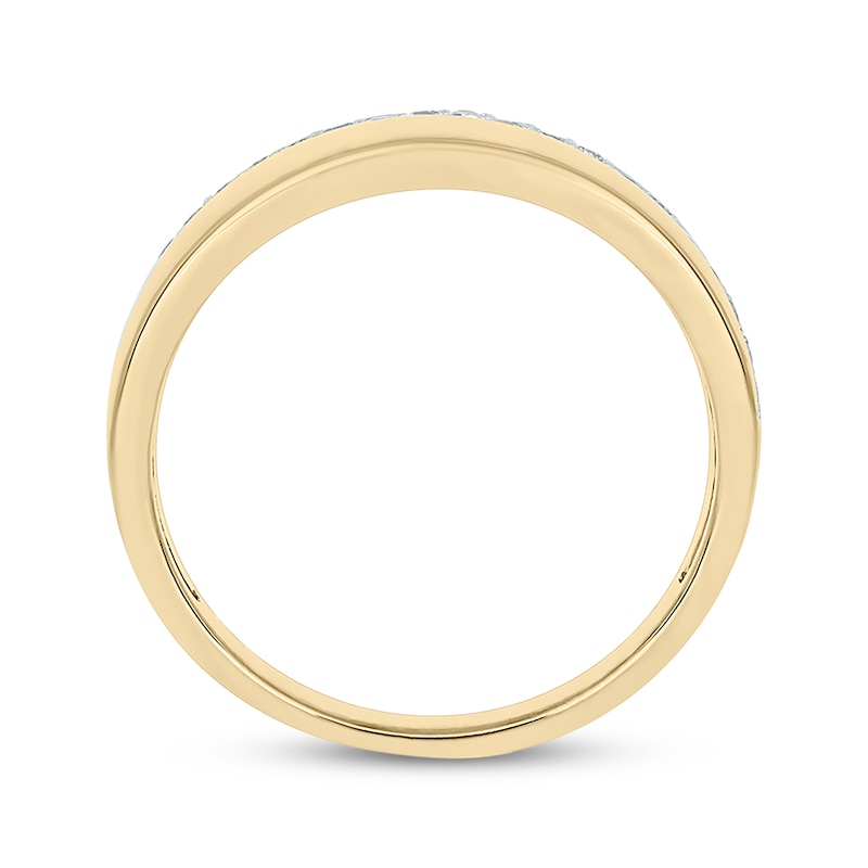 Main Image 3 of Men’s Round-Cut Diamond Arched Row Wedding Band 1/4 ct tw 10K Yellow Gold