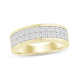 Men's Diamond Two-Row Wedding Band 1-1/5 ct tw 10K Yellow Gold