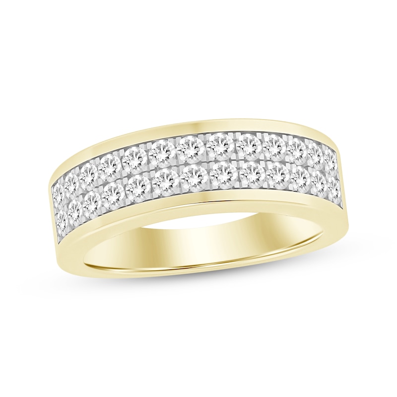 Main Image 1 of Men's Diamond Two-Row Wedding Band 1-1/5 ct tw 10K Yellow Gold