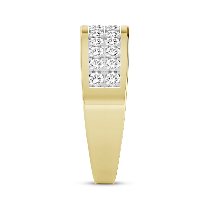 Main Image 3 of Now + Forever Men's Diamond Two-Row Wedding Band 1-1/5 ct tw 10K Yellow Gold