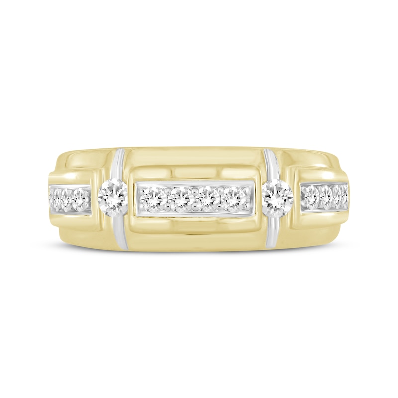 Main Image 4 of Now + Forever Men's Diamond Grooved Wedding Band 1/2 ct tw 10K Yellow Gold