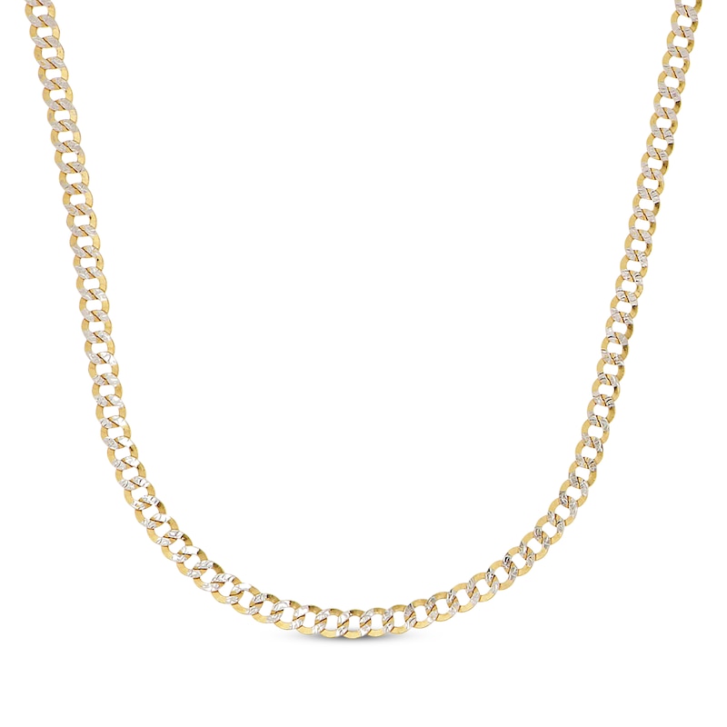 Main Image 1 of Diamond-Cut Semi-Solid Curb Chain Necklace 5.6mm 10K Yellow Gold 20”