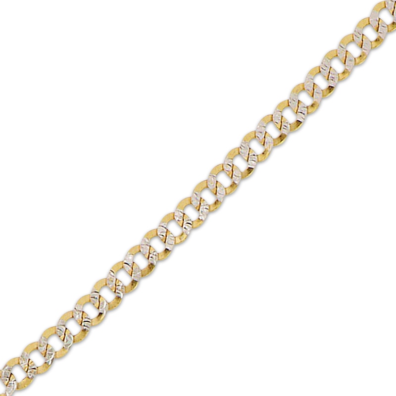 Main Image 2 of Diamond-Cut Semi-Solid Curb Chain Necklace 5.6mm 10K Yellow Gold 20”