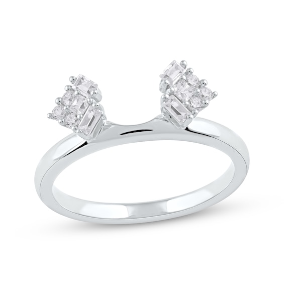 Baguette, Princess & Round-Cut Diamond Enhancer Ring 1/4 ct tw 14K White Gold