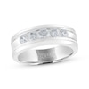 Thumbnail Image 1 of Men's THE LEO Diamond Wedding Band 1 ct tw Round-cut 14K White Gold