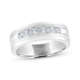 Men's THE LEO Diamond Wedding Band 1 ct tw Round-cut 14K White Gold