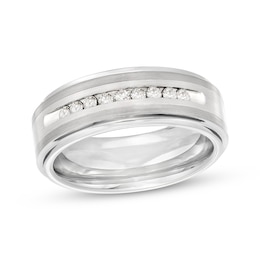 Men's Diamond Wedding Band 1/4 ct tw Tungsten Carbide & Stainless Steel 7.5mm