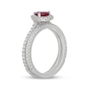 Thumbnail Image 2 of Neil Lane Pear-Shaped Natural Ruby & Diamond Bridal Set 5/8 ct tw 14K White Gold