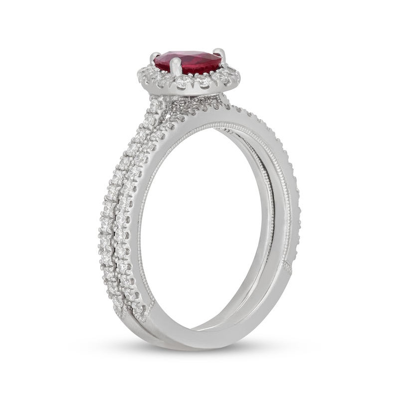 Main Image 2 of Neil Lane Pear-Shaped Natural Ruby & Diamond Bridal Set 5/8 ct tw 14K White Gold