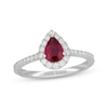 Thumbnail Image 0 of Neil Lane Pear-Shaped Natural Ruby & Diamond Engagement Ring 1/2 ct tw 14K White Gold