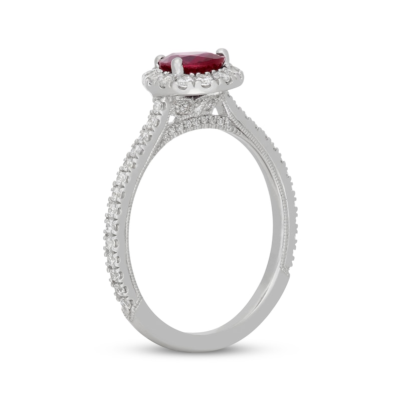 Neil Lane Pear-Shaped Natural Ruby & Diamond Engagement Ring 1/2 ct tw 14K White Gold