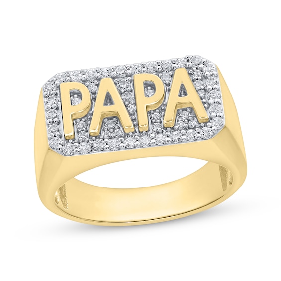 Men's Diamond "Papa" Signet Ring 1/2 ct tw 10K Yellow Gold
