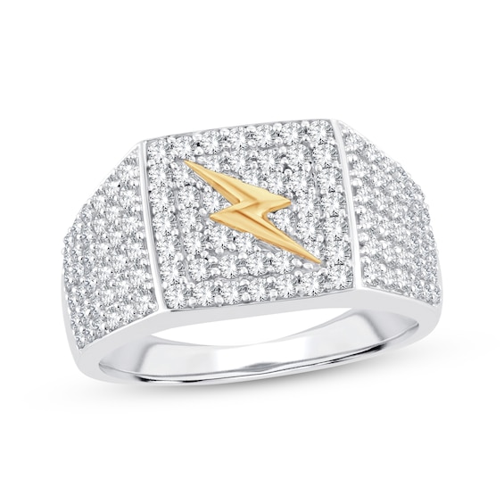 Men's Diamond Lightning Bolt Ring 1-1/2 ct tw 10K Two-Tone Gold