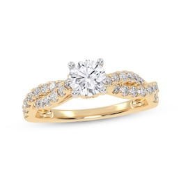 Lab-Created Diamonds by KAY Round-Cut Twist Engagement Ring 1 ct tw 14K Yellow Gold