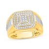 Thumbnail Image 1 of Men's Multi-Diamond Center Stepped Octagon Signet Ring 1/2 ct tw 10K Yellow Gold