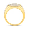 Thumbnail Image 3 of Men's Multi-Diamond Center Stepped Octagon Signet Ring 1/2 ct tw 10K Yellow Gold