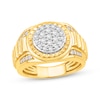 Thumbnail Image 1 of Men's Multi-Diamond Center Stepped Signet Ring 3/4 ct tw 10K Yellow Gold