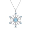 Thumbnail Image 1 of Swiss Blue Topaz & White Lab-Created Sapphire Snowflake Necklace Sterling Silver 18&quot;